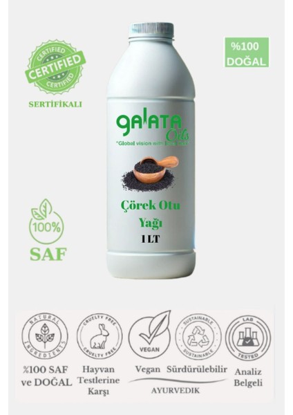 Çörek Otu Yağı Saf ve Doğal Soğuk Sıkım 1 lt ( Cilt ve Saç Bakımı)