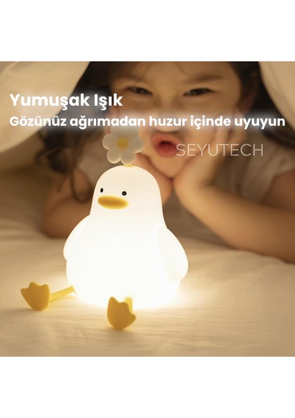 Ördek Figürlü Renkli Şarj Edilebilir Dokunmatik Gece Lambası Çocuk Bebek Hediyelik Lamba modelleri