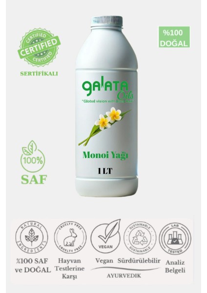 Monoi Yağı (Monoi Oil) %100 Saf ve Doğal Soğuk Sıkım 1 Lt