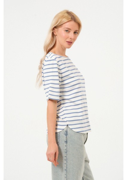 Kadın Çizgili Tişört Oversize T-Shirt fırsatları