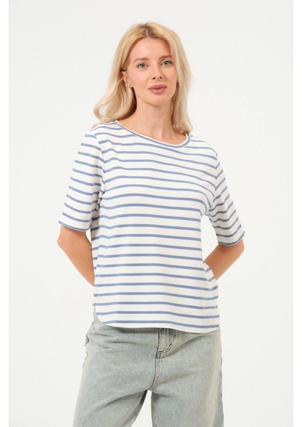 Kadın Çizgili Tişört Oversize T-Shirt indirimleri