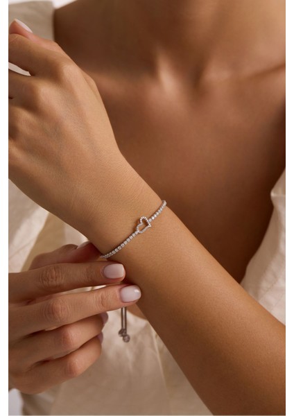 925 Ayar Gümüş Rodyum Kaplama Ayarlanabilir Asansörlü Su Yolu Kalp Model Bileklik modelleri