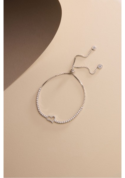 925 Ayar Gümüş Rodyum Kaplama Ayarlanabilir Asansörlü Su Yolu Kalp Model Bileklik fırsatları