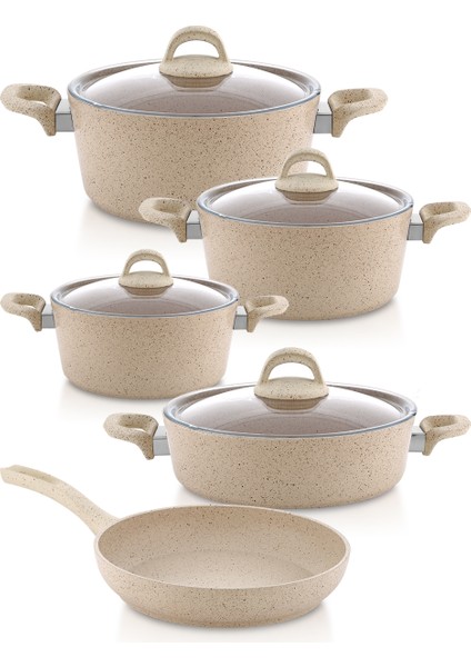 Granit 9 Pcs Beren Cam Kapaklı Set