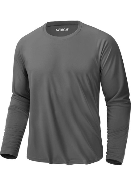 Erkek Antrasit Basic Uzun Kollu Tişört Sporcu Body T-Shirt