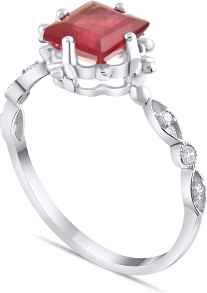 0.78 Karat Pırlanta Rhodolite Yüzük, Gerçek Pırlanta, Sertifikalı Mücevher