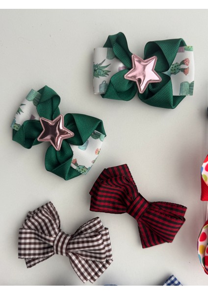 Kız Çocuk Saç Tokası Seti 9’lu – Kurdele Fiyonk Desenli Renkli fiyatları