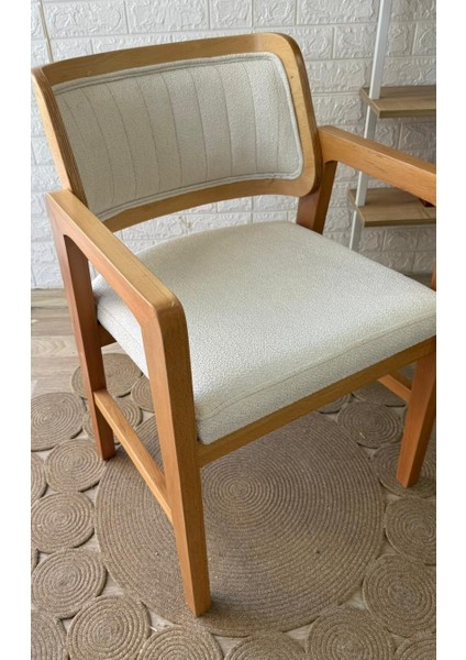 Concept Istanbul Sandalye Teddy Krem Kumaş Naturel Ahşap Sandalye modelleri