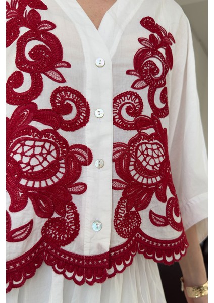 Nakışlı Bolero Etekli Takım- Bordo fiyatları