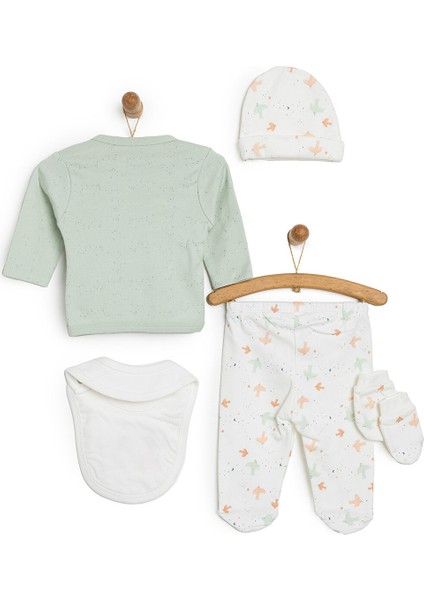 Hümasel Organik Pamuklu Gökkuşagı Nakışlı 5li Hastane Çıkışı Seti Yeni Doğan