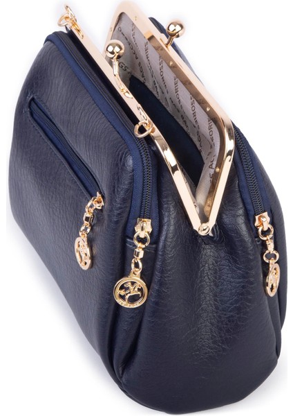 Burslu Klipsli Vintage Omuz ve Çapraz Çanta (23X20 cm Ebatlarındadır) Lacivert Victoria fiyatları