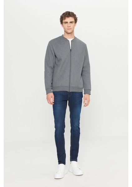 Erkek Antrasit-melanj Standart Fit Normal Kesim Içi Polarlı 3 Iplik Kolej Yaka Pamuklu Sweatshirt fiyatları