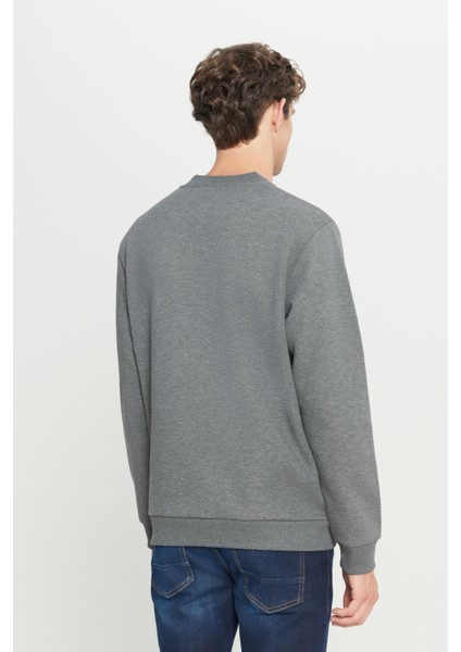 Erkek Antrasit-melanj Standart Fit Normal Kesim Içi Polarlı 3 Iplik Kolej Yaka Pamuklu Sweatshirt indirimleri