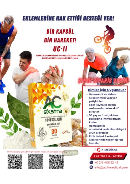 Tip 2 Kollajen, Doğası Değiştirilmemiş, Hidrolize edilmemişTip 2 Kollajen, 30 Kapsül, AC EKSTRA indirimleri
