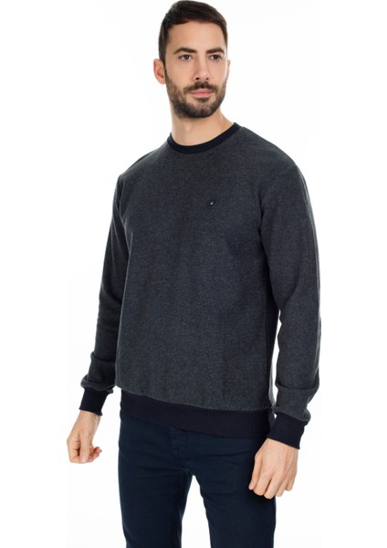 Pamuklu Regular Fit Yarım Fermuarlı Dik Yaka Kazak Erkek Kazak 456112