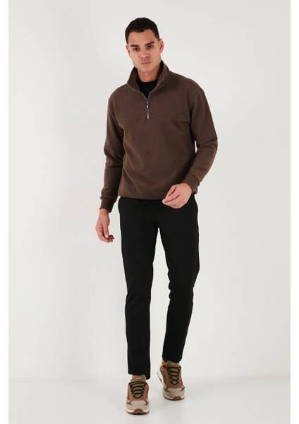 Pamuklu Regular Fit Yarım Fermuarlı Dik Yaka Kazak Erkek Kazak 456112 modelleri
