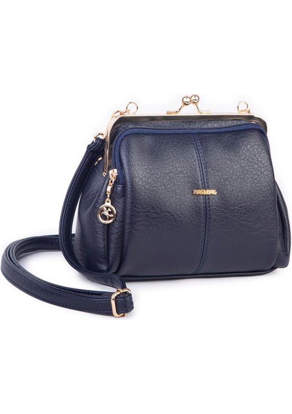 Burslu Klipsli Vintage Omuz ve Çapraz Çanta (23X20 cm Ebatlarındadır) Lacivert Victoria indirimleri