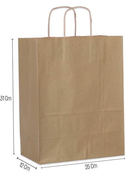 25*31*12 Gold Kraft Saplı Kağıt Çanta