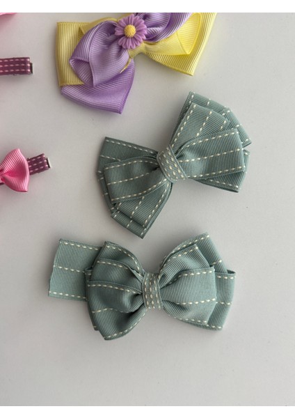 Kız Çocuk Saç Tokası Seti 9’lu – Kurdele Fiyonk Desenli Renkli fırsatları