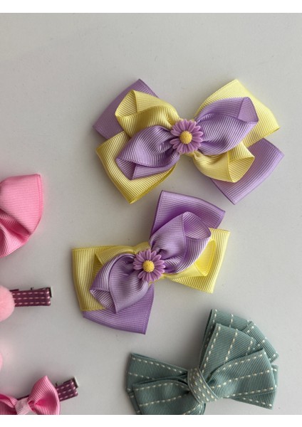 Kız Çocuk Saç Tokası Seti 9’lu – Kurdele Fiyonk Desenli Renkli indirimleri