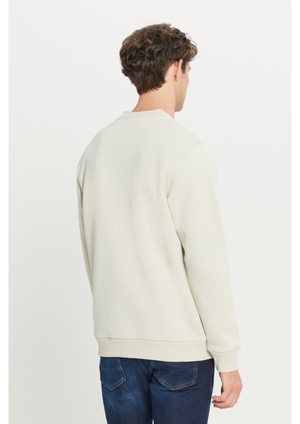 Erkek Bej Standart Fit Normal Kesim Içi Polarlı 3 Iplik Kolej Yaka Pamuklu Sweatshirt Ceket indirimleri