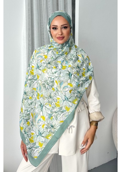 Lotus Çiçek Desen Soft Pamuk Şal
