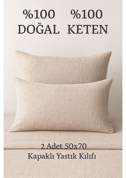 Doğal Keten Dokunuşuyla Derin Uyku: %100 Keten Pamuk 2’li Yastık Kılıfı (50X70 Cm) fiyatları