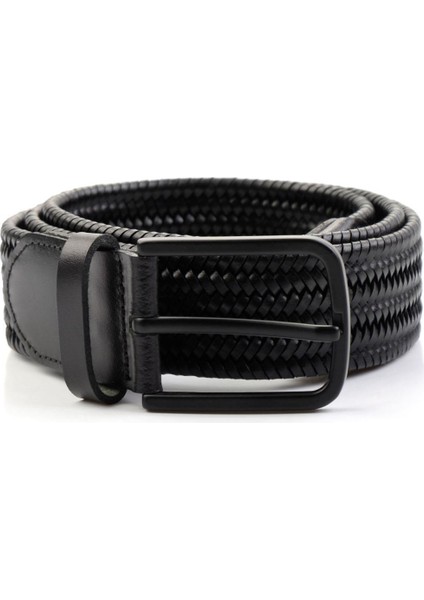 Siyah Örgü Leather Erkek Kemer U08657171203