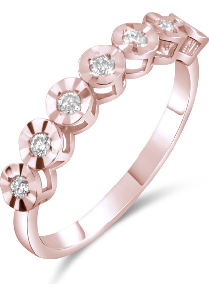 0.12 Karat 7 Taş Pırlanta Yüzük, Gerçek Pırlanta, Sertifikalı Mücevher