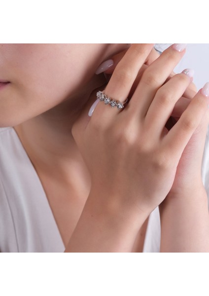 0.15 Karat 5 Taş Pırlanta Yüzük, Gerçek Pırlanta, Sertifikalı Mücevher modelleri