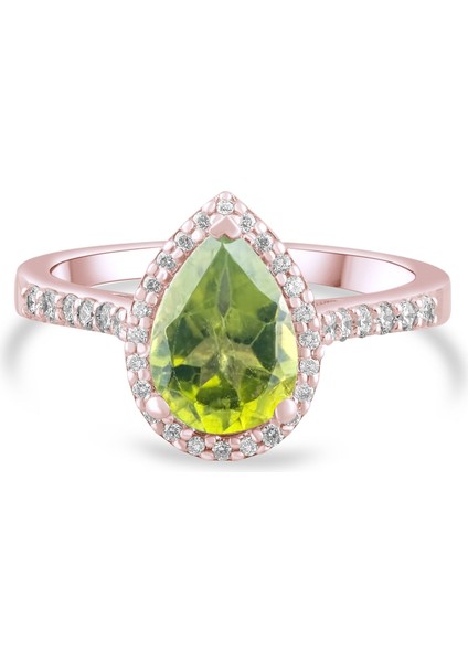 2.06 Karat Pırlanta Peridot Yüzük, Gerçek Pırlanta, Sertifikalı Mücevher