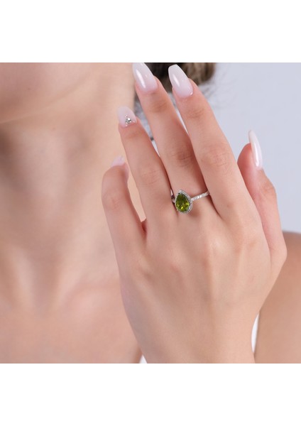 2.06 Karat Pırlanta Peridot Yüzük, Gerçek Pırlanta, Sertifikalı Mücevher modelleri