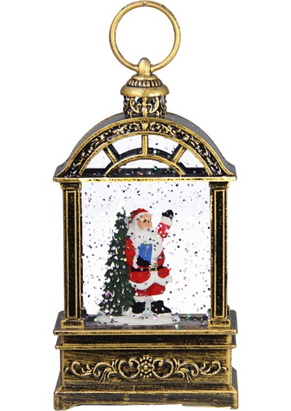 Yılbaşı Kar Küresi Müzikli Pilli Işıklı Noel Baba Biblo Antik Eskitme 18 cm