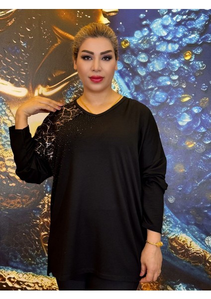 Bluz,günlük,yüksek Kaliteli,pamuk Ipliği,uzun Kollu,siyah Renk,desenli,taşli Işlemeli fiyatları