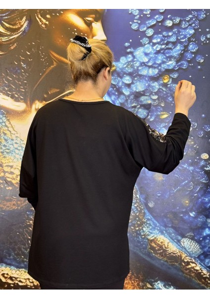 Bluz,günlük,yüksek Kaliteli,pamuk Ipliği,uzun Kollu,siyah Renk,desenli,taşli Işlemeli modelleri