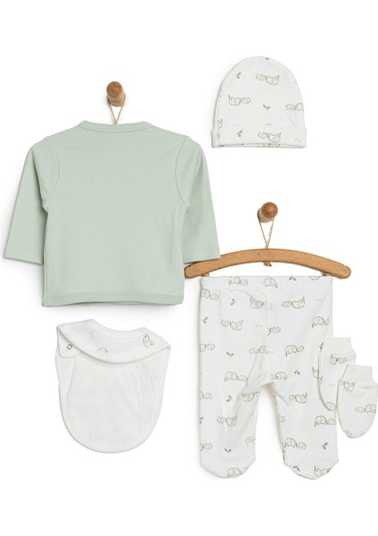 Organik Pamuklu Gökkuşagı Nakışlı 5li Hastane Çıkışı Seti Yeni Doğan fiyatları