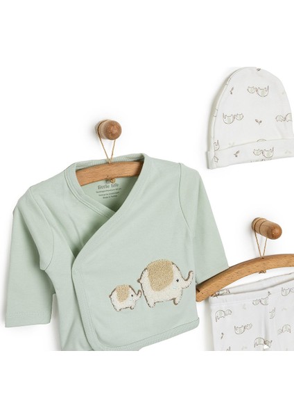 Organik Pamuklu Gökkuşagı Nakışlı 5li Hastane Çıkışı Seti Yeni Doğan modelleri