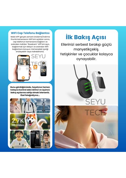 Thumb Pov Aksiyon Kamerası 2.7k 1080P Video Kaydı 180° Lens Dönüşü Güçlü Bataryalı Aksiyon Kamerası fırsatları