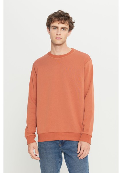 Erkek Açık Kahve Standart Fit Normal Kesim Içi Polarlı 3 Iplik Bisiklet Yaka Sweatshirt