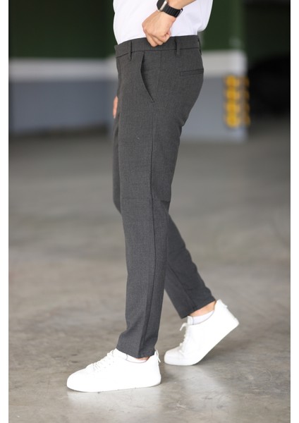 Erkek Antrasit Renk Italyan Kesim Slimfit Kumaş Pantolon modelleri