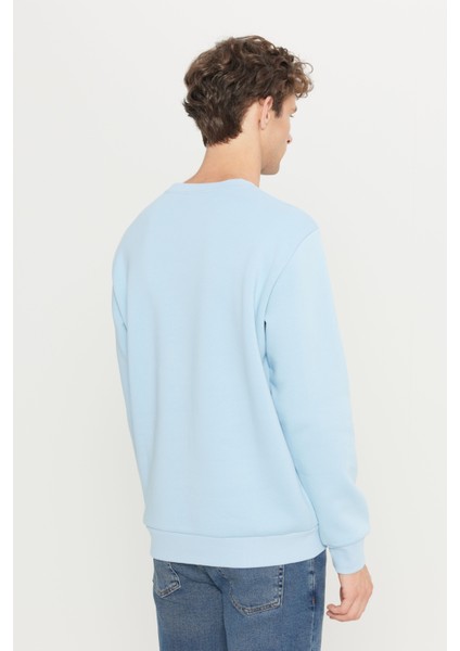 Erkek Açık Mavi Standart Fit Normal Kesim Içi Polarlı 3 Iplik Bisiklet Yaka Pamuklu Sweatshirt indirimleri