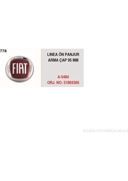 A-5484 - Panjur Arması Ön Lınea Çap 95MM