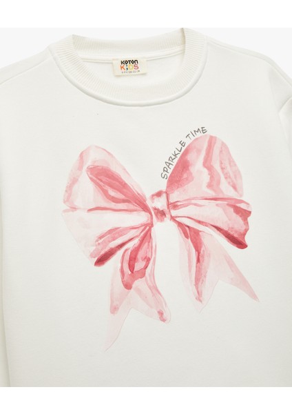 Uzun Kollu Bisiklet Yaka Şardonlu Fiyonk Baskılı Sweatshirt modelleri