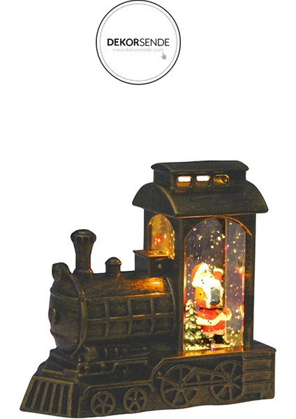 Yılbaşı Temalı Kar Küresi Tren Noel Baba Biblo Antik Eskitme 13 cm modelleri
