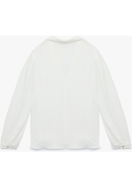 Krep Kumaş Uzun Kollu Şal V Yaka Gömlek fiyatları