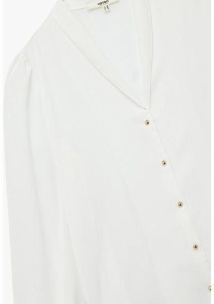 Krep Kumaş Uzun Kollu Şal V Yaka Gömlek modelleri