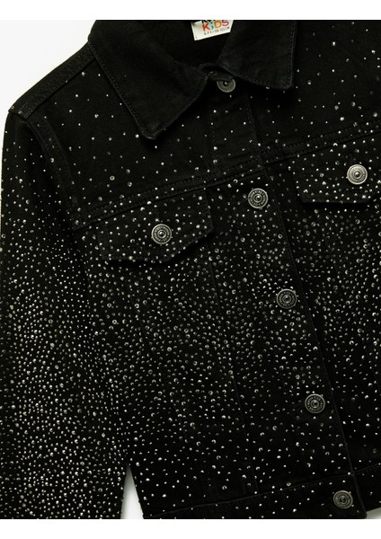 Pamuklu Uzun Kollu Taş Detaylı Jean Ceket modelleri