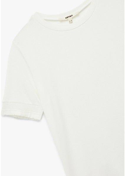 Slim Fit Ribana Detaylı Kısa Kollu Bisiklet Yaka Tişört modelleri