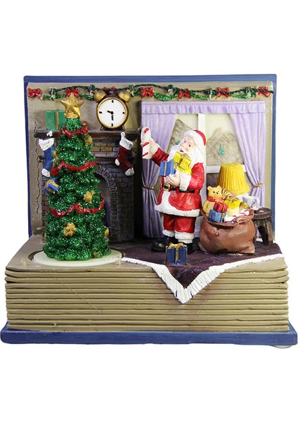Yılbaşı Temalı Kitap Üzeri Noel Baba Biblo 20 cm