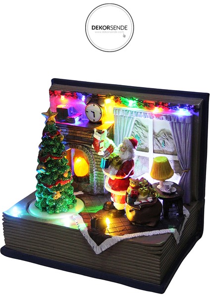 Yılbaşı Temalı Kitap Üzeri Noel Baba Biblo 20 cm modelleri